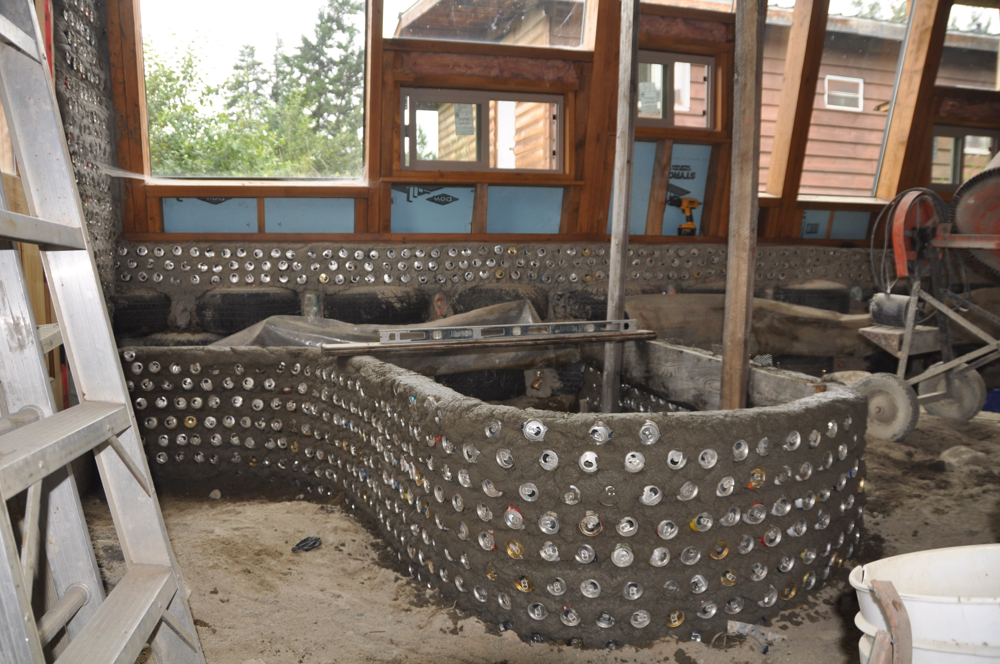 Laying Out Grey Water Planters and Plumbing for the Earthship