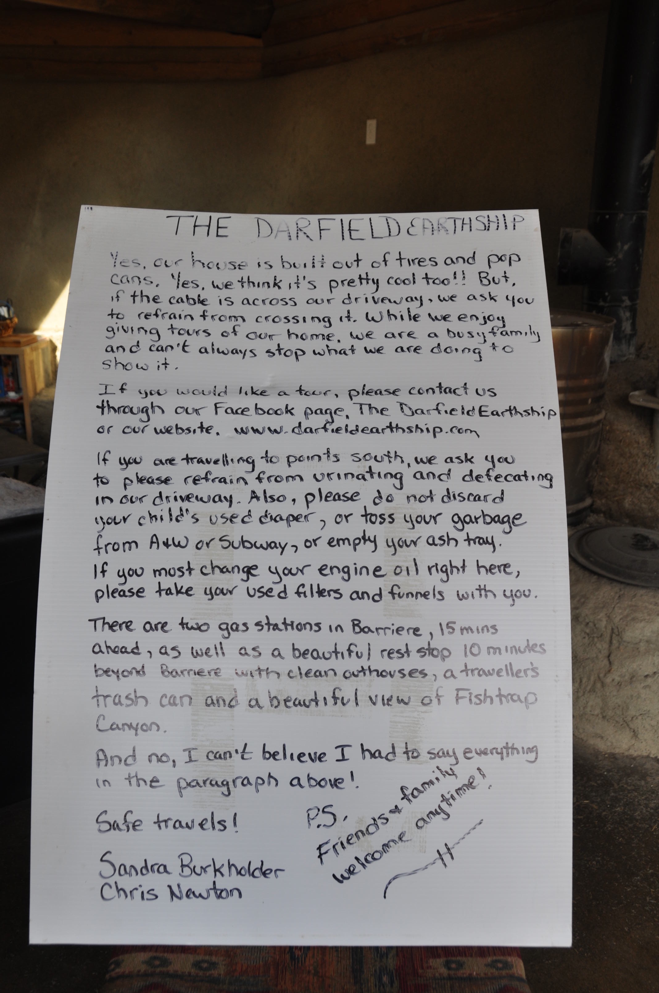 The social niceties of earthship tours